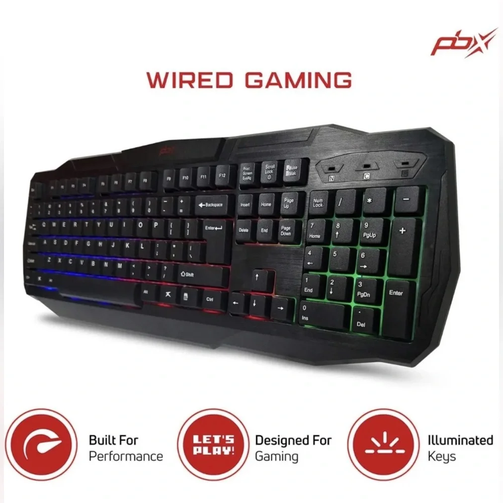 PBX Slayer 3-in-1 Gaming Kit Backlit Keyboard, LED Gaming Mouse, Spectrum pad